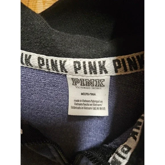 Victoria's Secret PINK Quarter Zip Pullover Blue‎ Camo Long Sleeve - Picture 3 of 4
